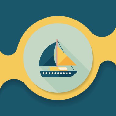 yelkenli ile uzun gölge düz simgesi