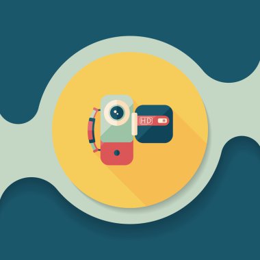 uzun gölge ile video kamera düz simgesi