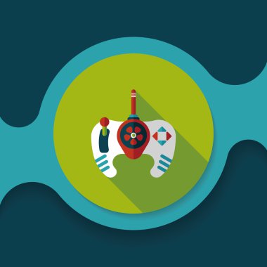 oyun kumandası ile uzun gölge düz simgesi