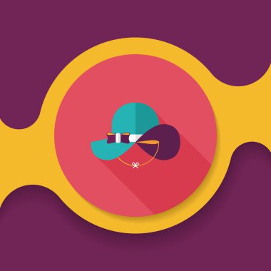 kadın şapka uzun gölge düz simgesiyle