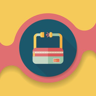 seyahat çantası, uzun gölge ile düz simgesi