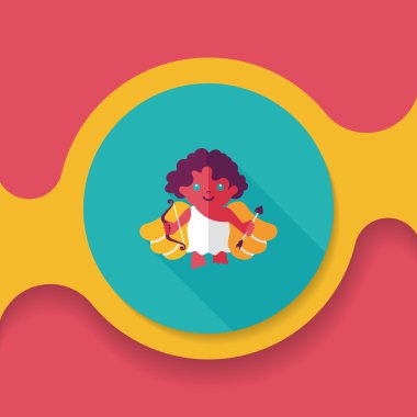 Sevgililer günü aşk tanrısı uzun gölge, eps10 düz simgesiyle