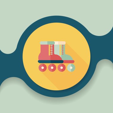 uzun gölge ile paten düz simgesi