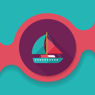 yelkenli ile uzun gölge düz simgesi