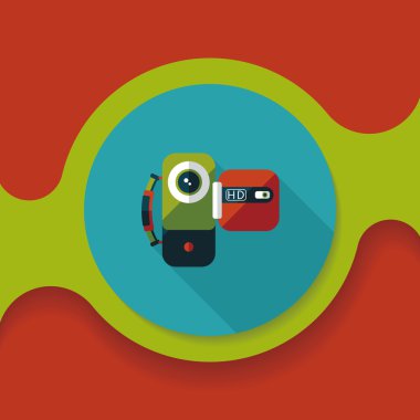 uzun gölge ile video kamera düz simgesi