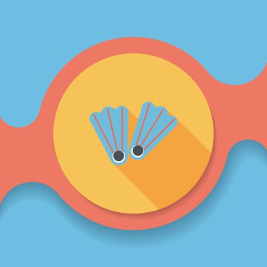 yüzgeçler uzun gölge ile dalış düz simgesi