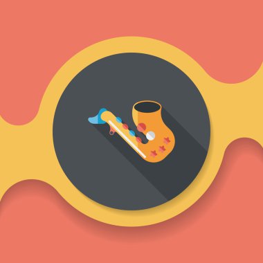 Saksafon düz simgesi ile uzun gölge, eps10