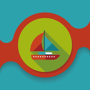 yelkenli ile uzun gölge düz simgesi