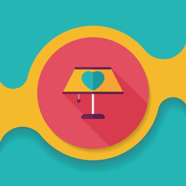 Sevgililer günü kalp lamba düz simgesi ile uzun gölge, eps10