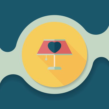 Sevgililer günü kalp lamba düz simgesi ile uzun gölge, eps10