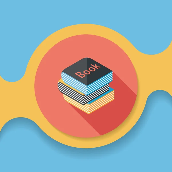 Libro icono plano con sombra larga, eps10 — Vector de stock