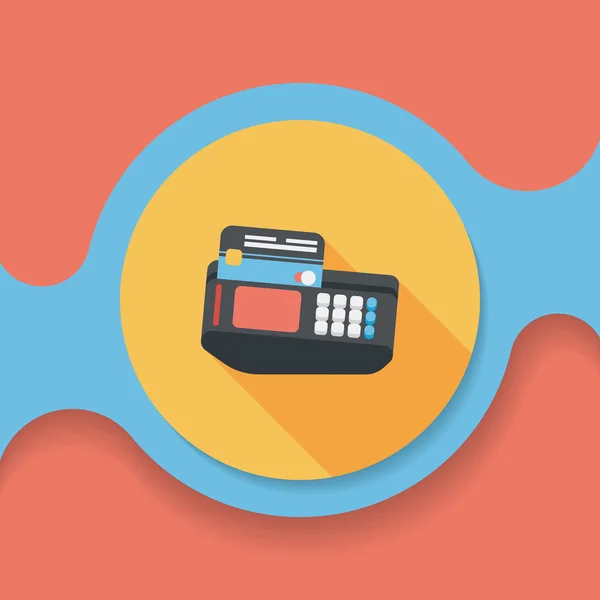 Compras máquina de tarjetas de crédito icono plano con sombra larga, eps10 — Vector de stock