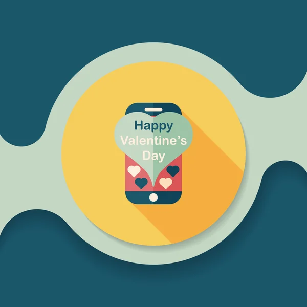 Aftelkalender voor Valentijnsdag bericht platte telefoonpictogram met lange schaduw, eps10 — Stockvector