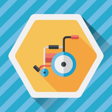 Tekerlekli sandalye ile uzun gölge, eps10 düz simgesi