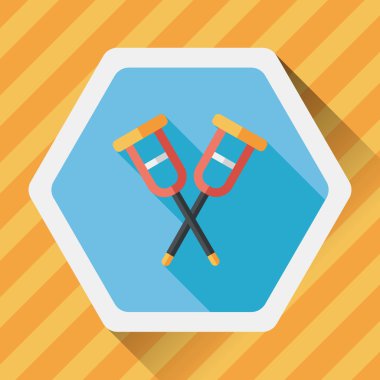 Koltuk değneği ile uzun gölge, eps10 düz simgesi