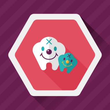 Diş düz stil ikonu ile uzun gölge, eps10