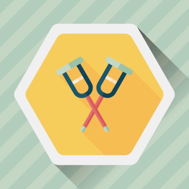 Koltuk değneği ile uzun gölge, eps10 düz simgesi