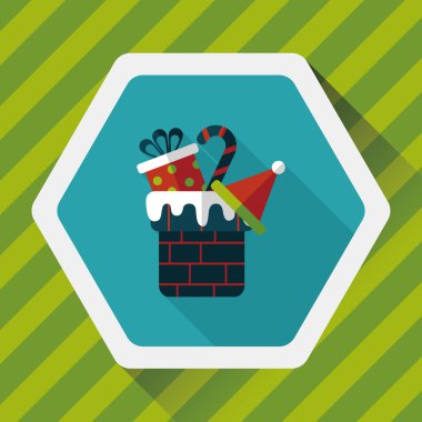 Noel hediyeleri düz simgesi ile uzun gölge, eps10