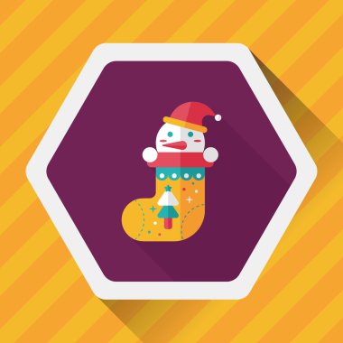 calcetín de Navidad icono plana con sombra, eps10