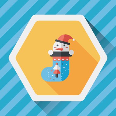 calcetín de Navidad icono plana con sombra, eps10