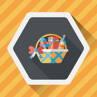 Boże Narodzenie prezent kosz płaski ikona z długim cieniem, eps10