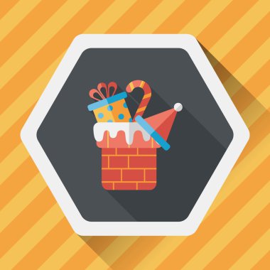 Noel hediyeleri düz simgesi ile uzun gölge, eps10