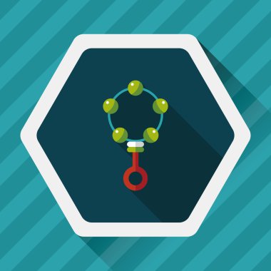 Bebek çıngırağı düz simgesi ile uzun gölge, eps10