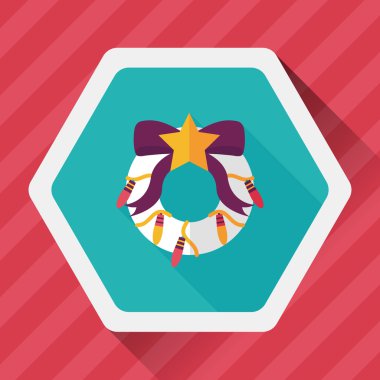 Uzun Gölge, eps10 ile Noel holly çelenk düz simgesi