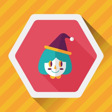 Noel kızı düz simgesi ile uzun gölge, eps10