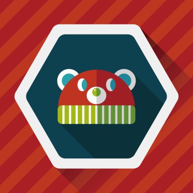 Bebek şapka düz simgesi ile uzun gölge, eps10