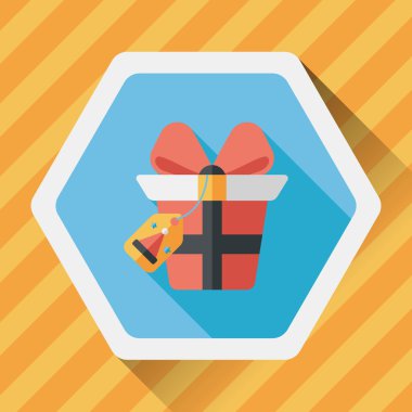 Noel hediye düz simgesi ile uzun gölge, eps10