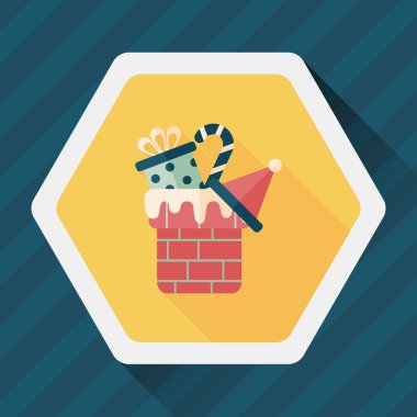 Noel hediyeleri düz simgesi ile uzun gölge, eps10