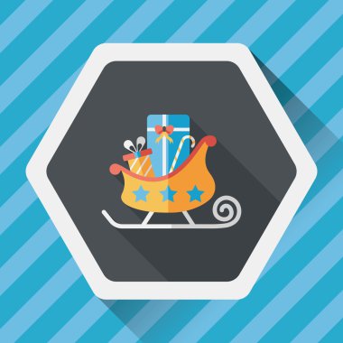 Uzun Gölge, eps10 ile Noel kızak hediye düz simgesi