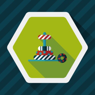 Piramit oyuncak düz simgesi ile uzun gölge, eps10