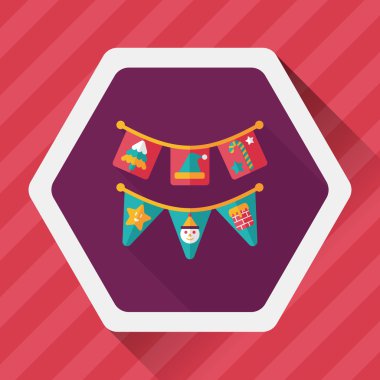 Uzun Gölge, eps10 ile Noel bayrakları düz simgesi