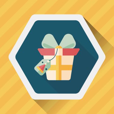 Noel hediye düz simgesi ile uzun gölge, eps10