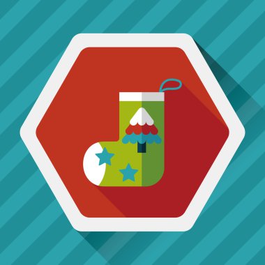 calcetín de Navidad icono plana con sombra, eps10