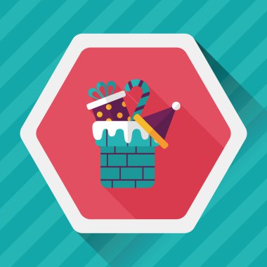 Noel hediyeleri düz simgesi ile uzun gölge, eps10