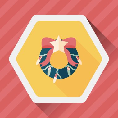 Uzun Gölge, eps10 ile Noel holly çelenk düz simgesi