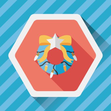 Uzun Gölge, eps10 ile Noel holly çelenk düz simgesi