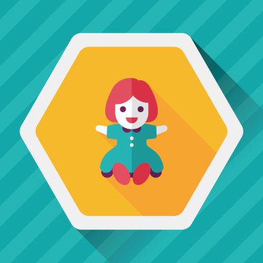 Uzun Gölge, eps 10 ile kız bebek oyuncak düz simgesi