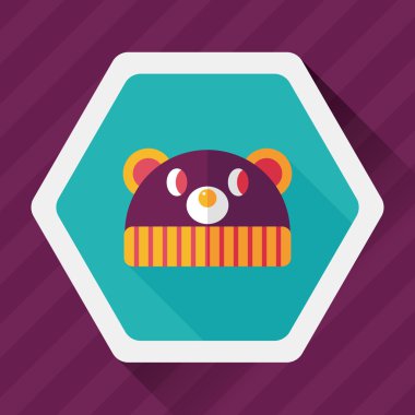 Bebek şapka düz simgesi ile uzun gölge, eps10