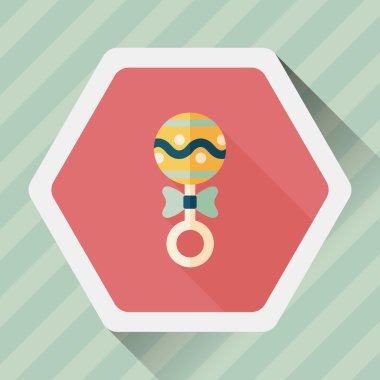 Bebek çıngırağı düz simgesi ile uzun gölge, eps10