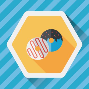 Donut düz simgesi ile uzun gölge, eps10