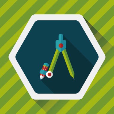 Pusula kalem düz simgesi ile uzun gölge, eps10