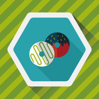 Donut düz simgesi ile uzun gölge, eps10