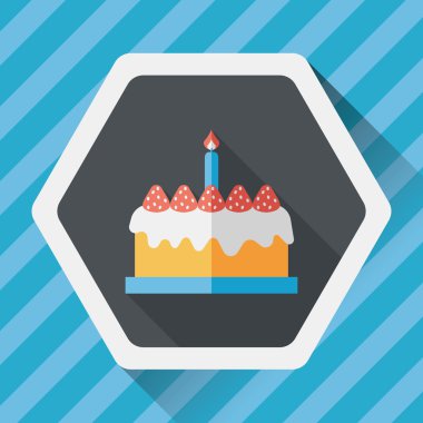 doğum günü pastası düz simgesi ile uzun gölge, eps10