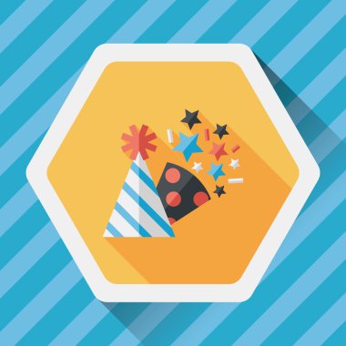 doğum günü partisi şapka düz simgesiyle uzun gölge, eps10