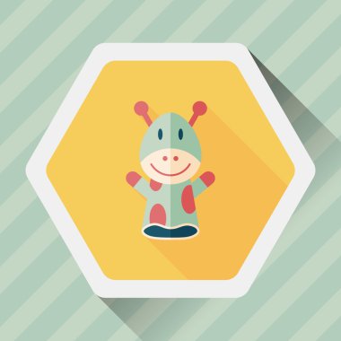 zürafa El kuklası düz simgesi ile uzun gölge, eps10