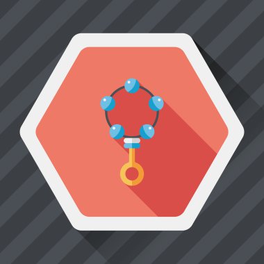 Bebek çıngırağı düz simgesi ile uzun gölge, eps10